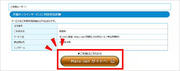 月額オンラインサービスご利用状況詳細画面