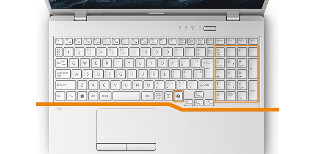 打ちやすいキーボードとテンキー